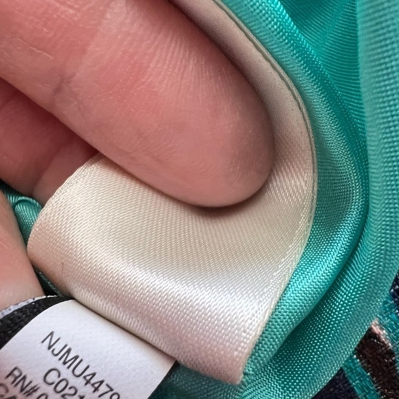 Kate Spade Regal Plumes Feather Print Shift Teal with Platinum Sheen Mini Dress - Picture 16 of 17